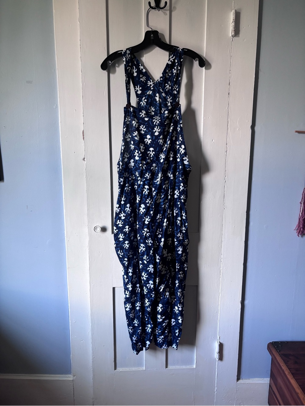 Women’s Navy Leaf Design Overalls